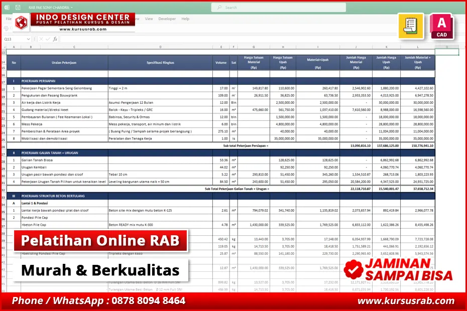 Format Rab Profesional Pelatihan Online RAB Murah Tenaga Profesional - Kursus RAB Bangunan ...